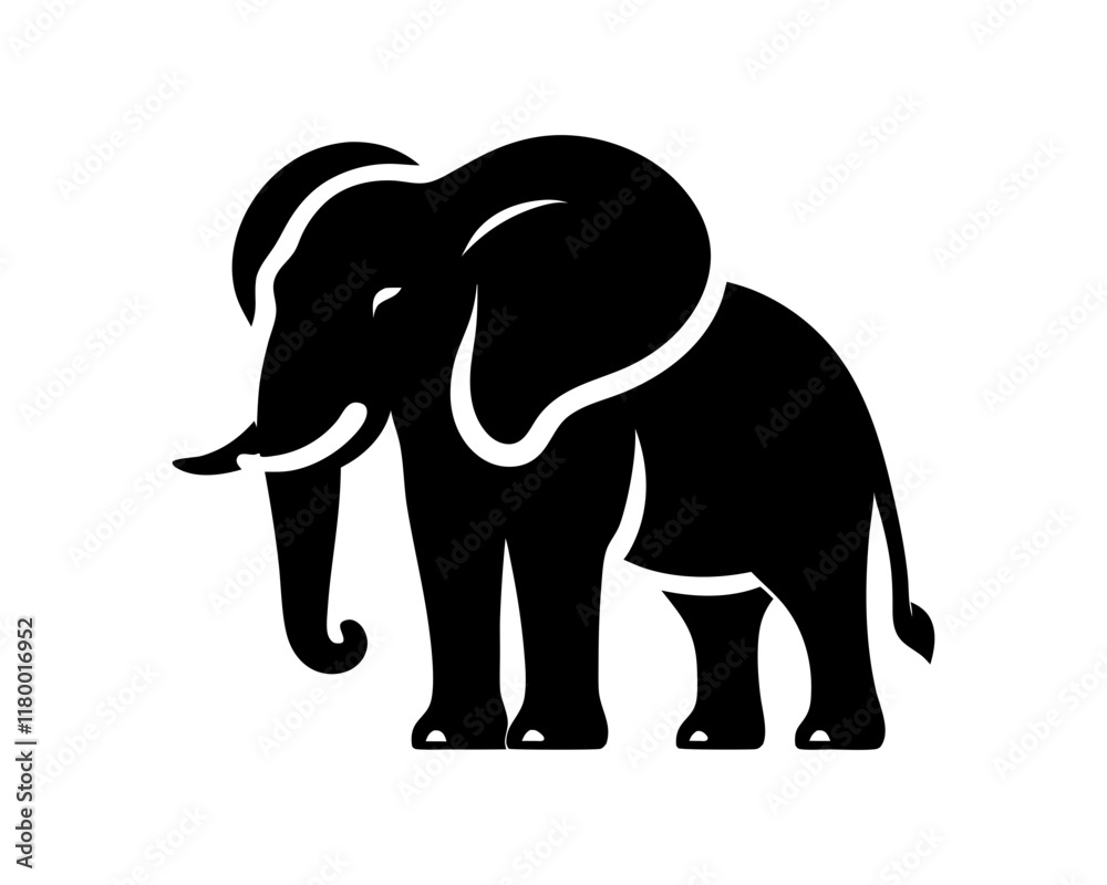 Elephant silhouette icon. Clipart image isolated on white background Elephant silhouette icon. Clipart image isolated on white background