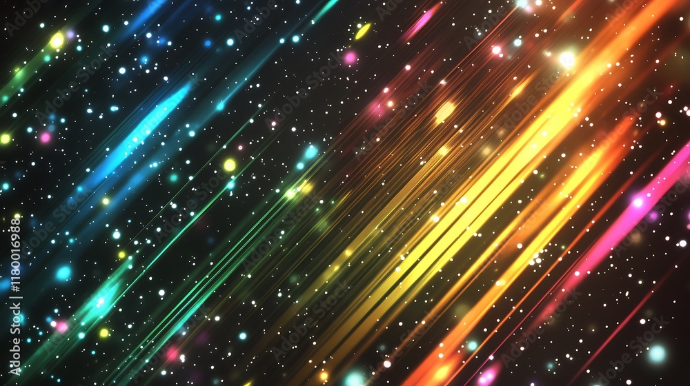 Fototapeta premium Abstract Colorful Light Streaks and Glowing Particles