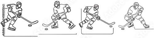 Continuous line collection of various sports athlete activities