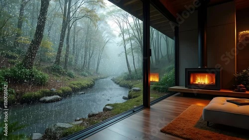 virtual backgrounds loop animation for stream overlay, meditation, smooth jazz or white noise video. cozy lo-fi background, rainfall or snowfall. live wallpaper, 