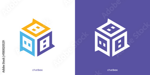 Simple Chat Box Logo. Bubble Chat Talk and Box Icon Graphic. Talk Box Logo Design Template.