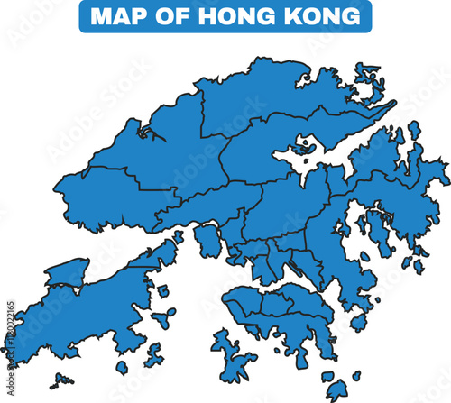 Blue Hong Kong country map border outline vector