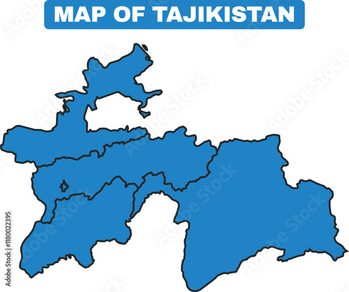 Blue Tajikistan country map border outline vector