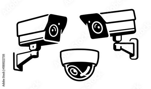 Video camera icon. Surveillance equipment symbol. Modern technologies of security, monitoring, protection