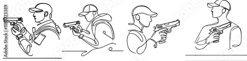 Continuous line collection of various sports athlete activities