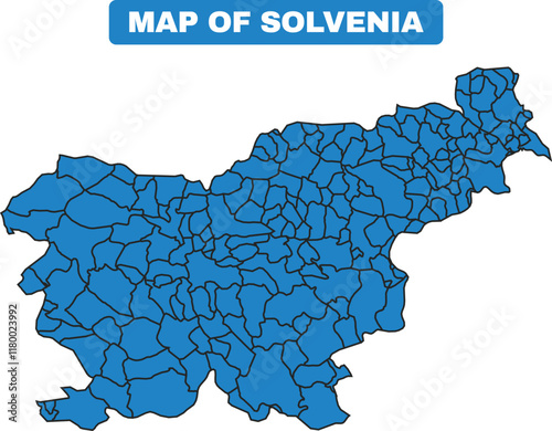 Blue Slovenia country map border outline vector