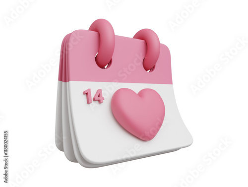 3D pink calendar February 14 mentioned