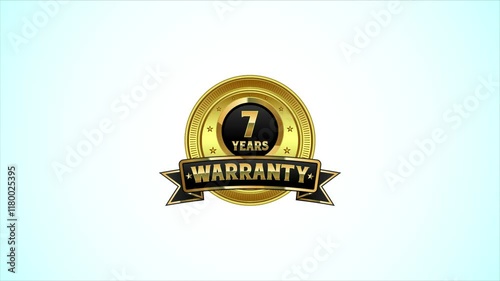 Luxury 7 years warranty label, badge design animation