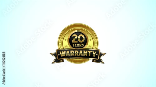 Luxury 20 years warranty label, badge design animation