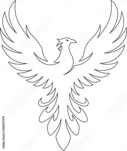 Minimalist illustration of a phoenix bird just outline. photo