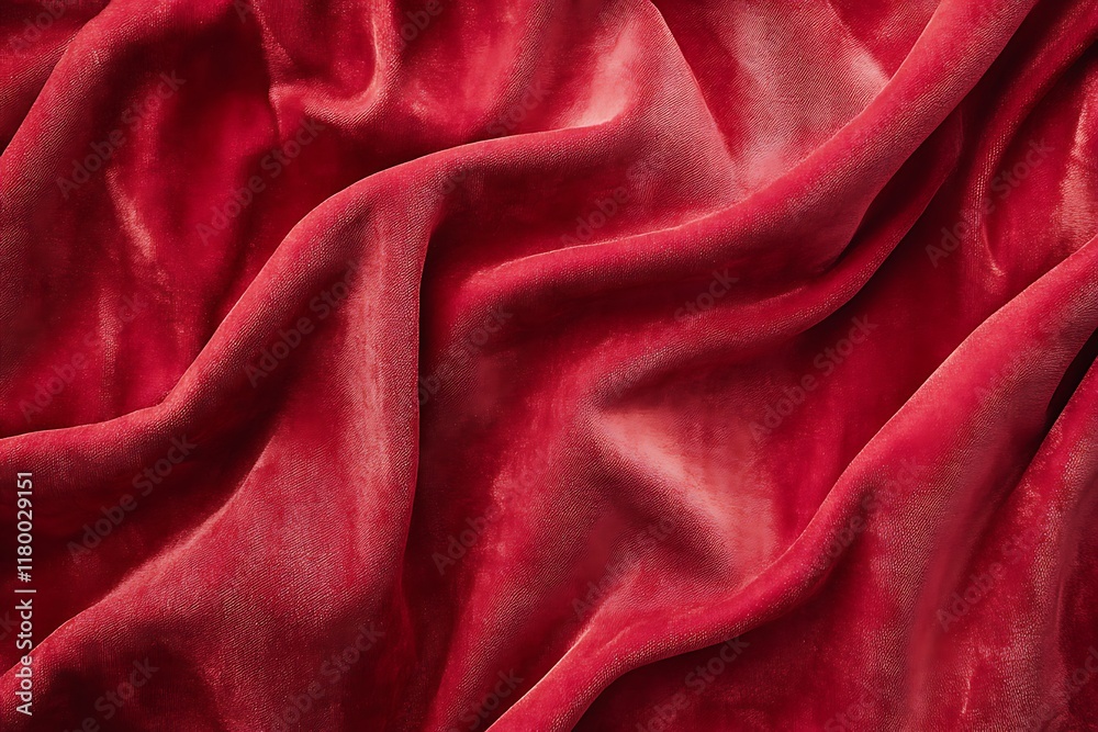 Obraz premium Texture of red satin fabric as background, close-up.