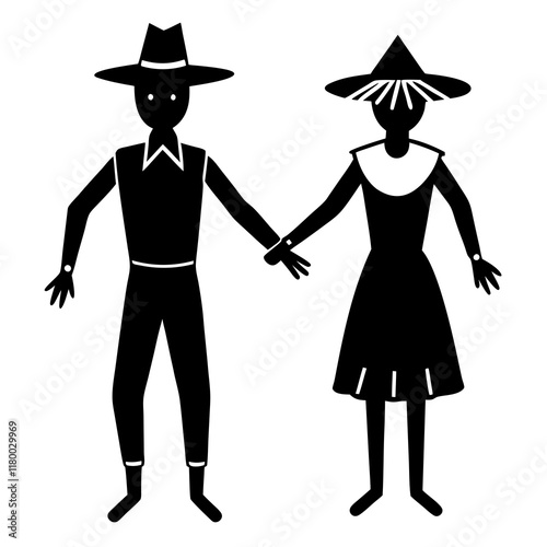  silhouettes of two scarecrows