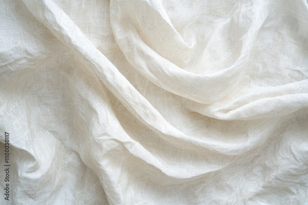 Close-up of textured white fabric with gentle folds and soft lighting. Close-up of textured white fabric with gentle folds and soft lighting.
