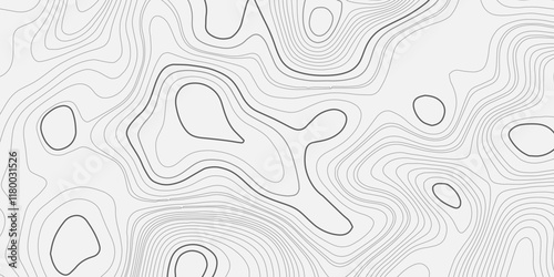 Abstract topography circle with contour map waves paper topo relief line map mountain background. Curved line topo seamless topography ornament design. Vector background.