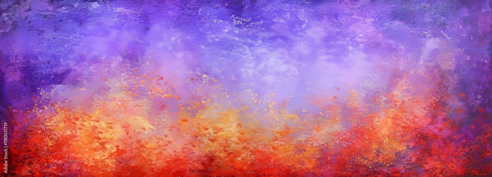 Fototapeta premium Abstract hand-drawn panorama painting featuring vibrant colors and texture design illustration