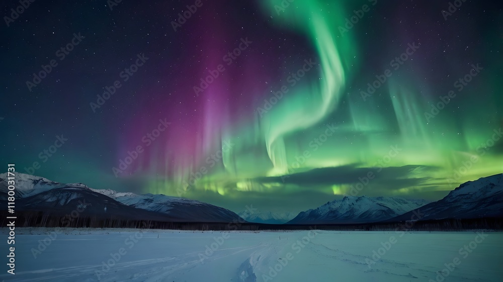 Naklejka premium aurora borealis over the lake