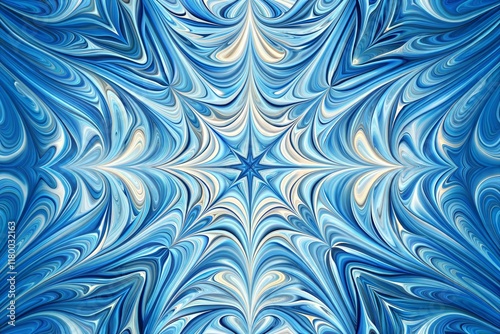 Blue Swirling Marble Star Pattern