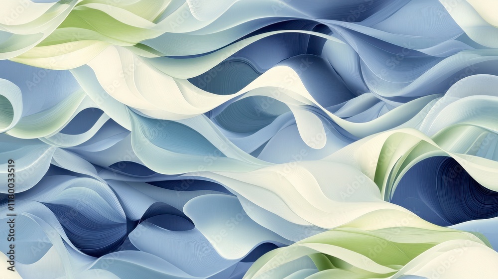 Fototapeta premium Navy and Light Green Flowing Wave Background, intricate design with smooth gradients, ideal for digital projects or presentations
