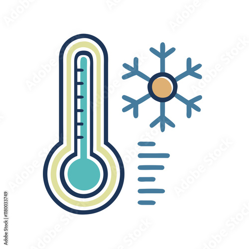 Temperature control, Thermometer and snowflake icon symbolizing cold weather