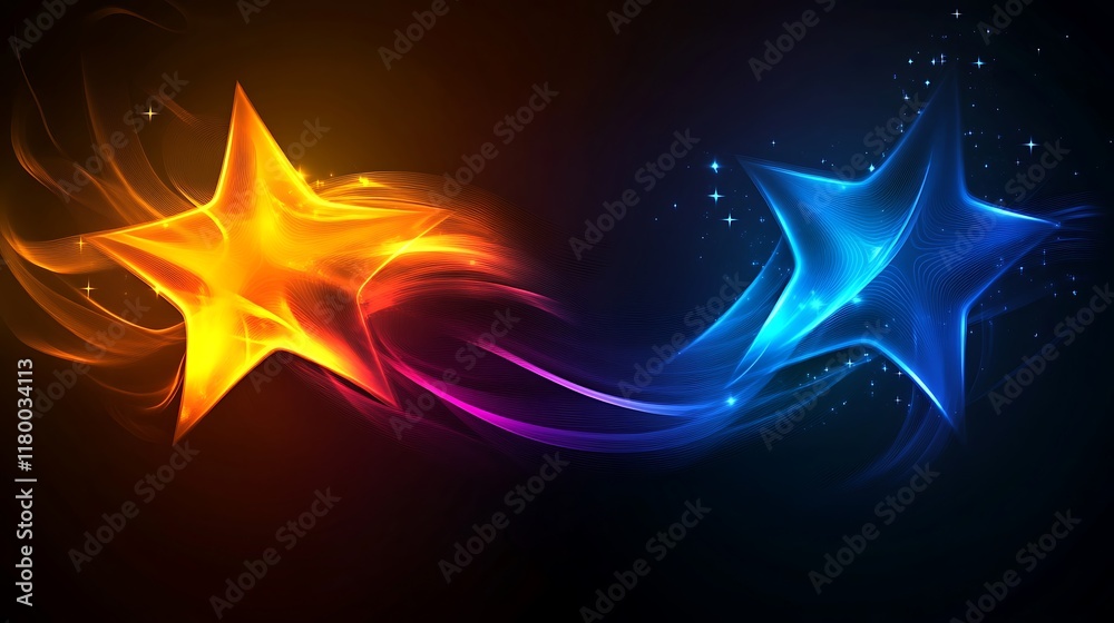 Obraz premium Glowing Stars and Swirling Cosmic Energy Abstract Art