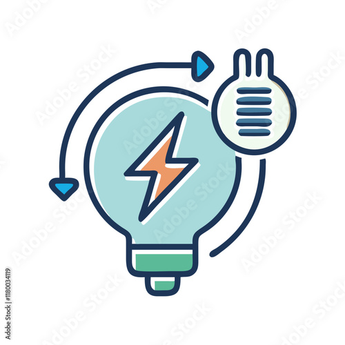 Energy consumption, Light bulb with electric symbols and energy signs