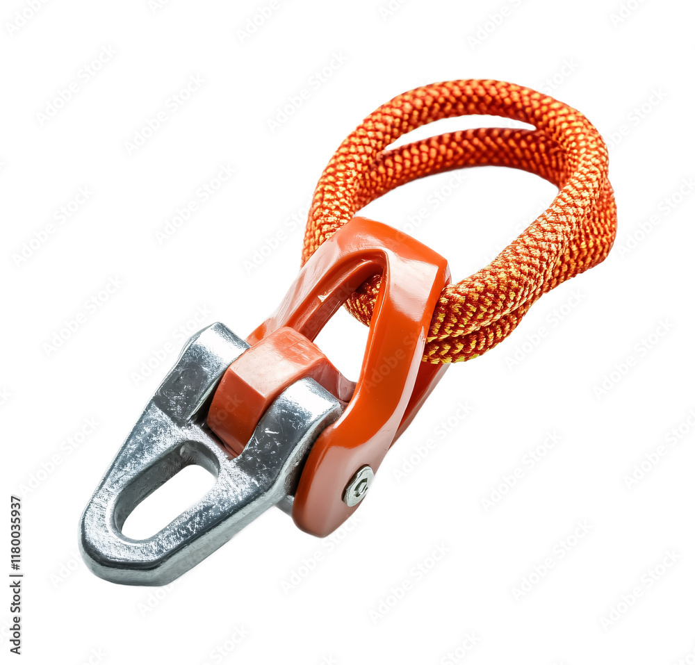Secure Climbing Belay Device for Safety Isolated on White Background Secure Climbing Belay Device for Safety Isolated on White Background