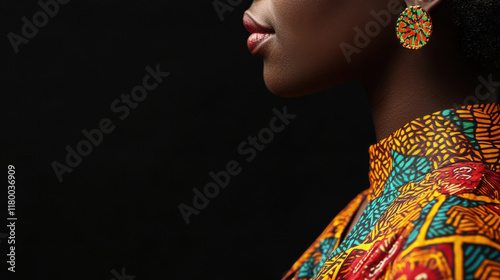 Close-up portrait with African-inspired pattern for Black History Month photo