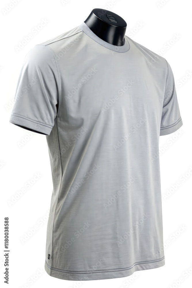 Men's T-Shirt Mockup on White Background With No Stand. Generative AI Men's T-Shirt Mockup on White Background With No Stand. Generative AI
