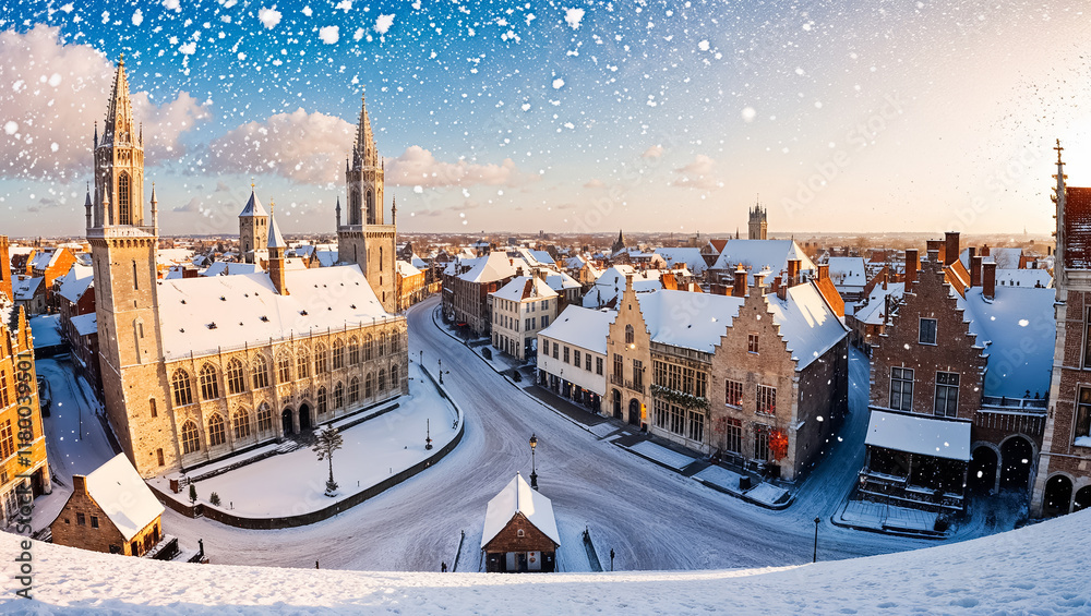 Fototapeta premium stunning Bruges Belgium, winter day