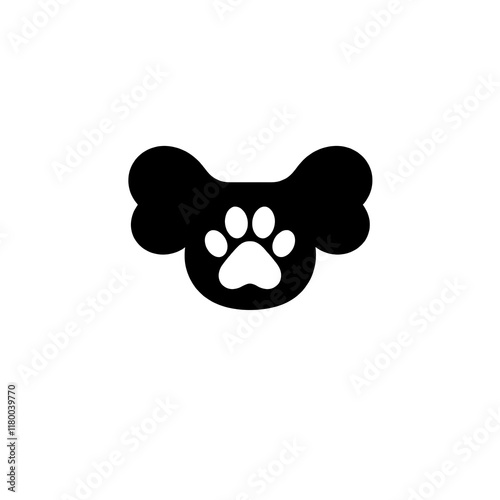 Pawsitive Vibes: A playful and minimalist black and white design featuring a bone with a paw print inside. Perfect for pet-related businesses, pet lovers, or even a fun and quirky home decor element. photo