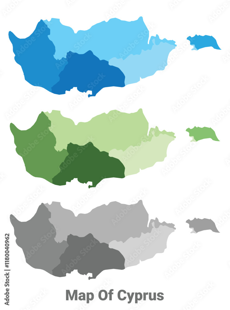 Cyprus country map in different colors Cyprus country map in different colors
