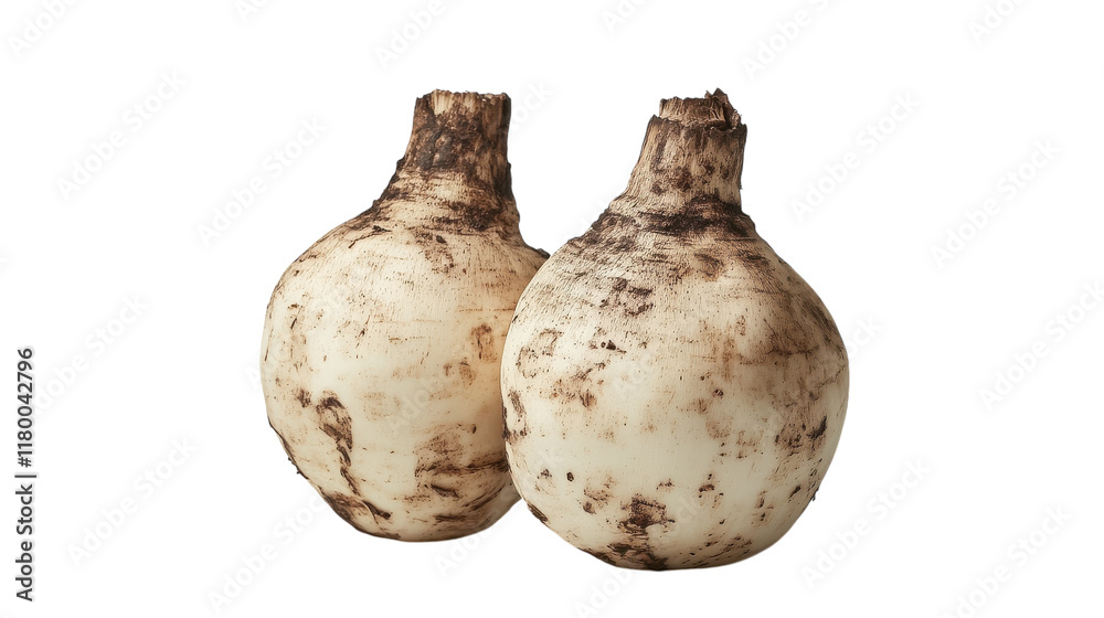 Freshly harvested turnips with earthy skin resting on a neutral backdrop for culinary inspiration