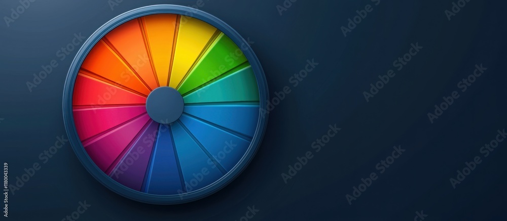 Obraz premium A vibrant, colorful wheel representing a spectrum of emotions, with each segment glowing softly