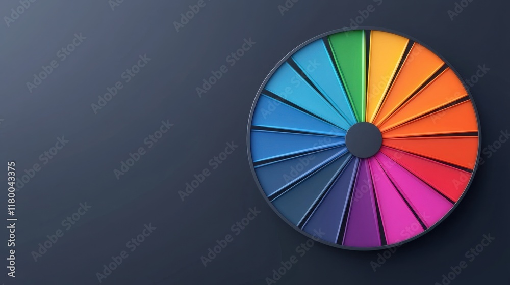 Obraz premium A vibrant, colorful wheel representing a spectrum of emotions, with each segment glowing softly 