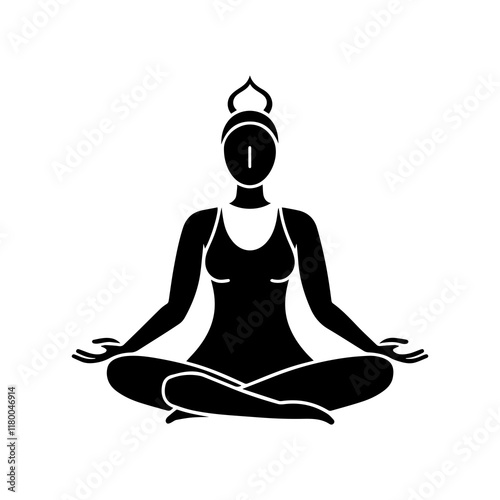 silhouette of a yoga, Yoga Silhouette. Flat Vector Illustration