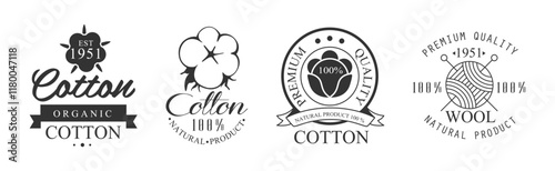 Cotton and Wool Logo and Stamp Natural Product Vector Set