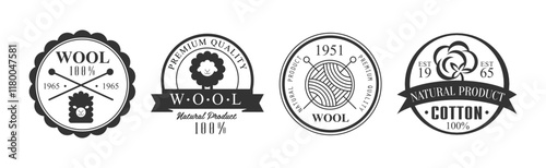 Cotton and Wool Logo and Stamp Natural Product Vector Set