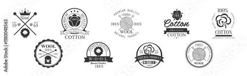 Cotton and Wool Logo and Stamp Natural Product Vector Set