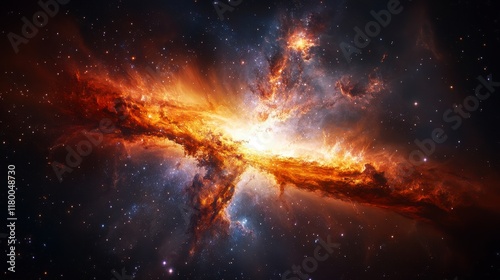 Wallpaper Mural Enchanted Galaxy, a captivating 3D minimalist depiction of a vast galaxy filled with stars and vibrant nebulae, inviting exploration and wonder Torontodigital.ca