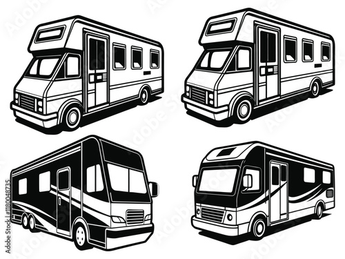 Vector Illustration of Isolated RV silhouette.