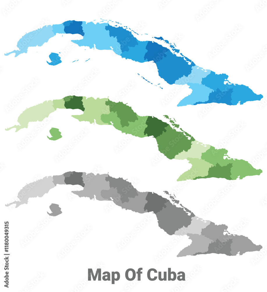 Cuba country map in different colors Cuba country map in different colors