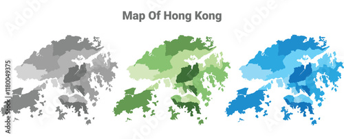Hong Kong country map in different colors