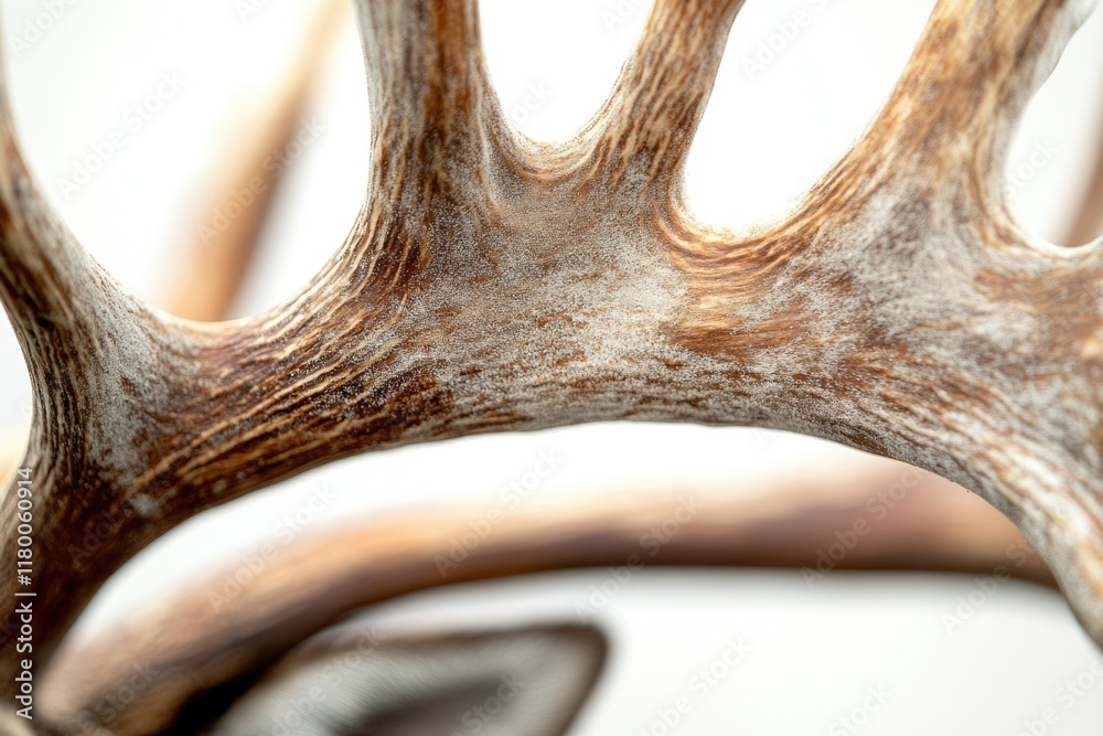 Close-up of deer antlers, showcasing their intricate texture and velvety coating. Close-up of deer antlers, showcasing their intricate texture and velvety coating.