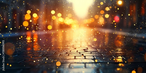 Wallpaper Mural Abstract blurred city lights glowing softly against a snowy urban setting, evoking a magical and peaceful winter mood, style book illustration Torontodigital.ca