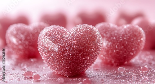 Cluster of vibrant pink hearts radiating love
