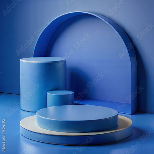 Modern Blue Product Display Podiums for Branding