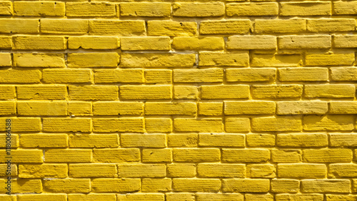 Yellow Painted Brick wall texture, Brickwork background or wallpaper