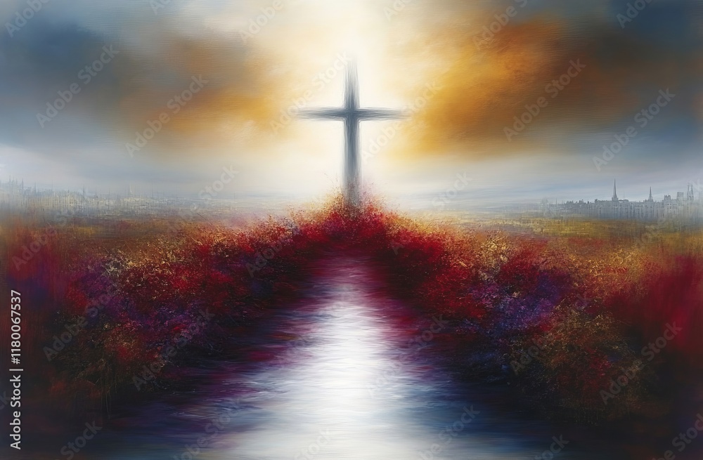 Obraz premium Modern wall art on canvas features a surreal, contemporary-style, hand-drawn oil painting with an abstract background