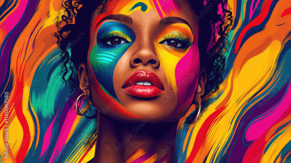 Fototapeta premium Bright and Colorful African Woman Illustration: Black history month