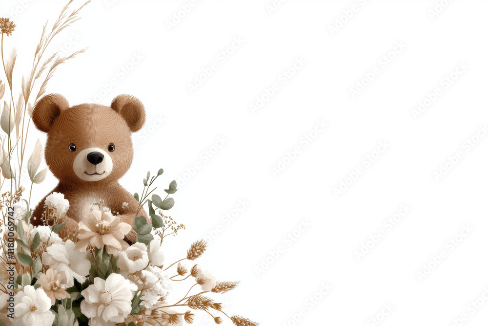 Cute bear and flower, A charming image of a bear holding a bouquet, perfect for adding a whimsical touch to projects requiring high-quality visuals. Cute bear and flower, A charming image of a bear holding a bouquet, perfect for adding a whimsical touch to projects requiring high-quality visuals.